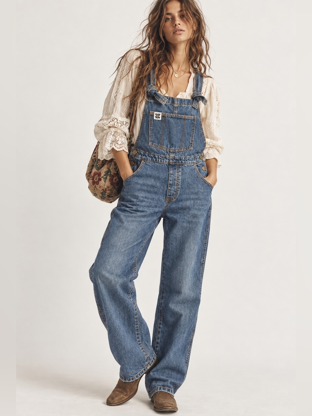 Lucy & Yak Organic Cotton Denim Overalls Blue Relaxed Baggy Dungarees 6L